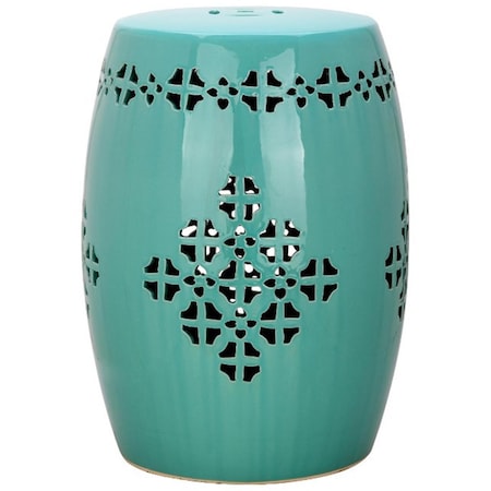 Safavieh Quatrefoil Garden Stool- Aqua - 18 x 14 x 14 in. ACS4535C